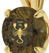 Load image into Gallery viewer, Gold Plated Silver Scorpio Necklace Zodiac Pendant 24k Gold Inscribed on Crystal