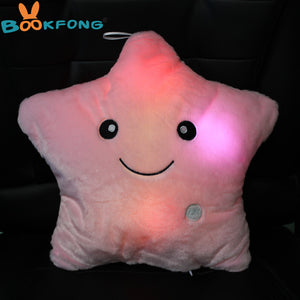 Colorful Star Shape Toys Glowing LED Luminous Light Pillow Soft Relax Gift