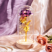 Load image into Gallery viewer, Beauty and The Beast Preserved Roses In Glass Galaxy Rose Flower LED Light Artificial Flowers Christmas Valentine Gift for Girls