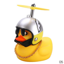 Load image into Gallery viewer, Car Duck with Helmet Broken Wind Small Yellow Duck Road Bike Motor Helmet Riding Cycling Car Accessories Decor Without Lights