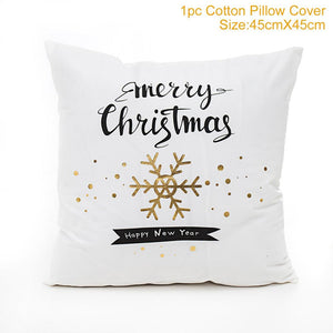 Set of 4 Christmas Cushion Cotton Linen Merry Christmas Cover Cushion