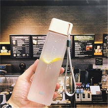 Load image into Gallery viewer, Square Frosted Plastic Water Bottle Portable Transparent Fruit Juice Leak-proof Bottle