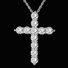 Load image into Gallery viewer, silver color  necklace jewelry women wedding fashion Cross CZ crystal Zircon stone pendant necklace  Christmas gift n296