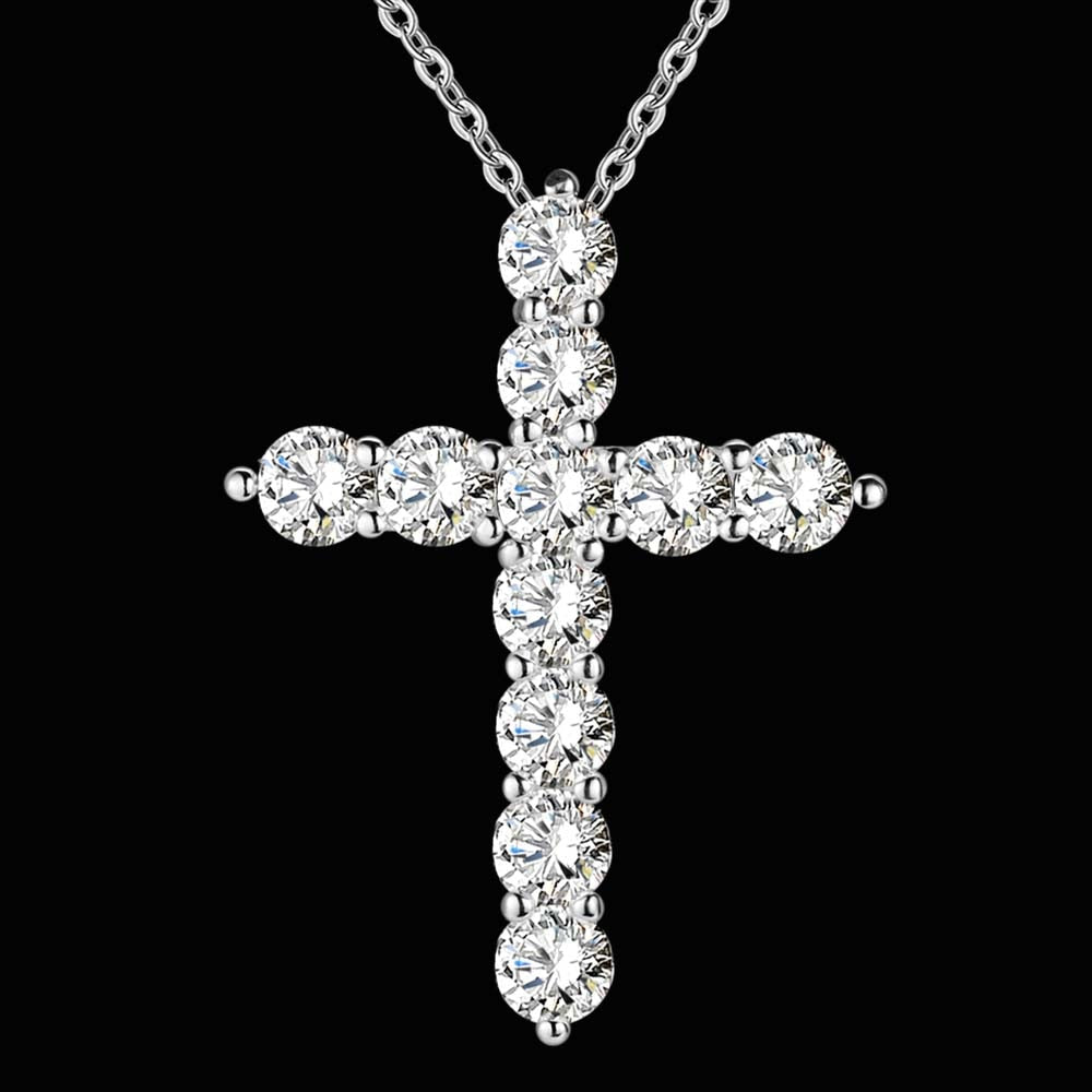 silver color  necklace jewelry women wedding fashion Cross CZ crystal Zircon stone pendant necklace  Christmas gift n296