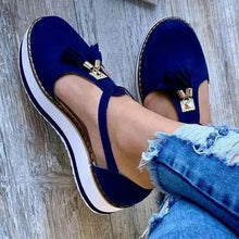 Load image into Gallery viewer, Women Sandals Tassel Round Toe Pumps Thick Bottom Buckle Strap Casual Shoes