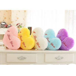 Luminous Pillow Heart Cushion Colorful Glowing Plush Doll LED Light Toys Gift