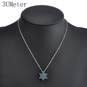 Blue Crystal Snowflake Charm Necklaces & Pendants