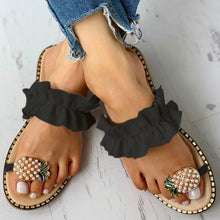 Load image into Gallery viewer, Women Slipper Pineapple Pearl Flat Toe Bohemian Casual Beach Sandals