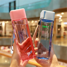 Load image into Gallery viewer, Square Frosted Plastic Water Bottle Portable Transparent Fruit Juice Leak-proof Bottle