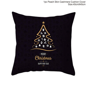 Set of 4 Christmas Cushion Cotton Linen Merry Christmas Cover Cushion