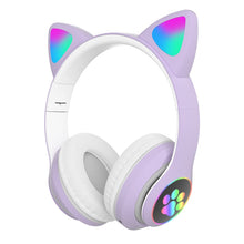 Load image into Gallery viewer, LED Cat Ear Noise Cancelling Headphones Bluetooth 5.0 Young People Kids Headset Support TF Card 3.5mm Plug with Mic