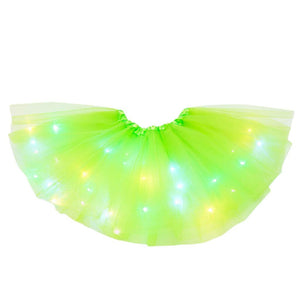 Kids Girls LED Light Up Cute Tutu Skirt Baby Girl Solid Lighten Pettiskirt Ballet Toddler Girls Lace Princess Fancy Costumes