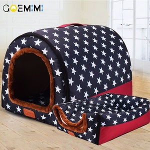 Warm PET House Comfortable Print Stars Kennel Foldable Sleeping Mat