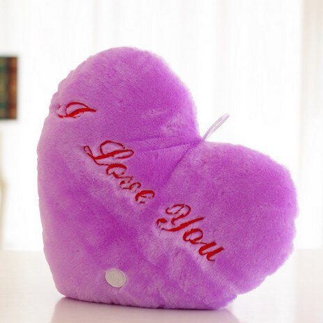 Luminous Pillow Heart Cushion Colorful Glowing Plush Doll LED Light Toys Gift