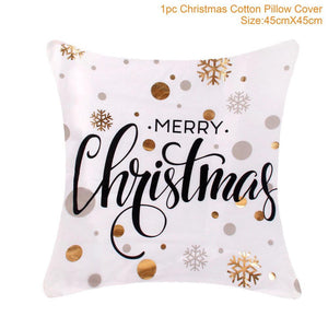 Set of 4 Christmas Cushion Cotton Linen Merry Christmas Cover Cushion