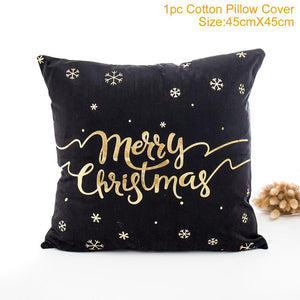 Set of 4 Christmas Cushion Cotton Linen Merry Christmas Cover Cushion