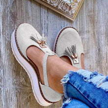 Load image into Gallery viewer, Women Sandals Tassel Round Toe Pumps Thick Bottom Buckle Strap Casual Shoes