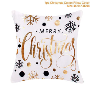 Set of 4 Christmas Cushion Cotton Linen Merry Christmas Cover Cushion