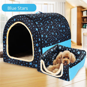 Warm PET House Comfortable Print Stars Kennel Foldable Sleeping Mat