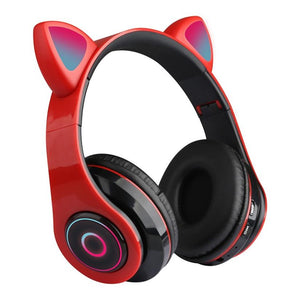 LED Cat Ear Noise Cancelling Headphones Bluetooth 5.0 Young People Kids Headset Support TF Card 3.5mm Plug with Mic