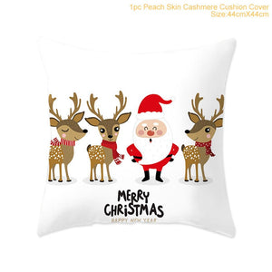 Set of 4 Christmas Cushion Cotton Linen Merry Christmas Cover Cushion