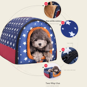 Warm PET House Comfortable Print Stars Kennel Foldable Sleeping Mat