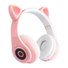 Load image into Gallery viewer, LED Cat Ear Noise Cancelling Headphones Bluetooth 5.0 Young People Kids Headset Support TF Card 3.5mm Plug with Mic