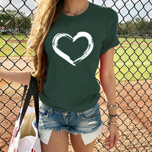 Women T-shirts Casual Love Printed Tops Tee Summer