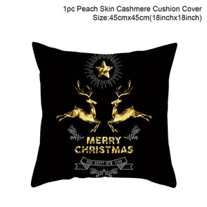 Set of 4 Christmas Cushion Cotton Linen Merry Christmas Cover Cushion