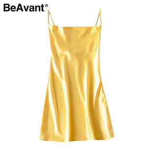 Women Spaghetti Strap Sexy Mini Dress V-Neck Club Party Dress