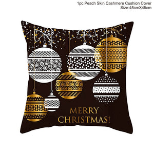 Set of 4 Christmas Cushion Cotton Linen Merry Christmas Cover Cushion