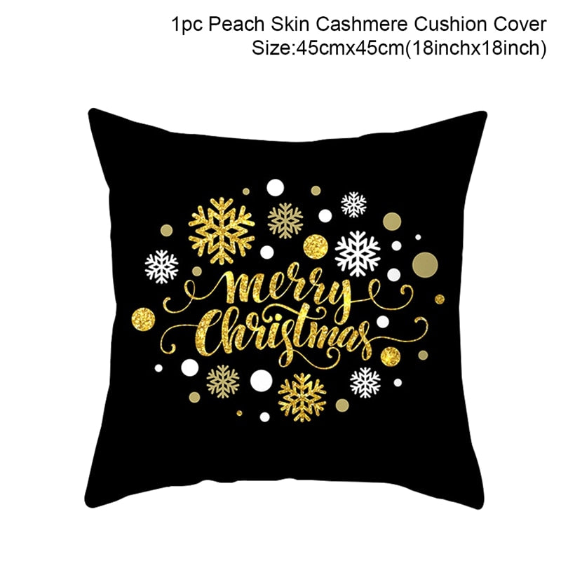 Set of 4 Christmas Cushion Cotton Linen Merry Christmas Cover Cushion