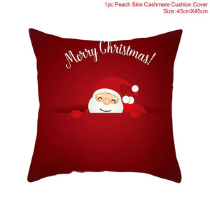 Set of 4 Christmas Cushion Cotton Linen Merry Christmas Cover Cushion