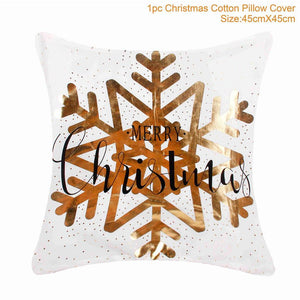 Set of 4 Christmas Cushion Cotton Linen Merry Christmas Cover Cushion