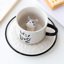 Load image into Gallery viewer, Cute Cat Relief Ceramics Mug