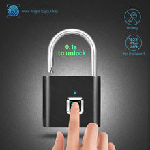 Load image into Gallery viewer, Towode Keyless USB Rechargeable Door Lock Fingerprint Smart Padlock Quick Unlock Zinc alloy Metal Self Developing Chip