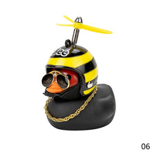 Load image into Gallery viewer, Car Duck with Helmet Broken Wind Small Yellow Duck Road Bike Motor Helmet Riding Cycling Car Accessories Decor Without Lights