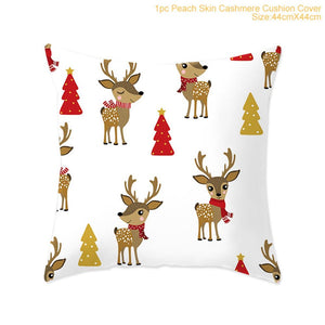 Set of 4 Christmas Cushion Cotton Linen Merry Christmas Cover Cushion