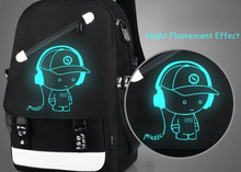 Load image into Gallery viewer, Anti-Theft School Backpack with USB Charging Port with Anime Cartoon Luminous