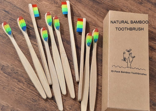 Bamboo Toothbrush Eco Friendly Wooden Tooth Brush Soft ( 10pieces )