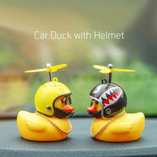 Load image into Gallery viewer, Car Duck with Helmet Broken Wind Small Yellow Duck Road Bike Motor Helmet Riding Cycling Car Accessories Decor Without Lights