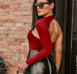 Women One Shoulder Sexy Scoop Back Bodysuit.