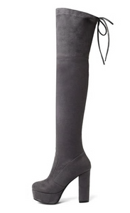 Women Over the Knee Boots Women Faux Suede Thigh High Boots Platform