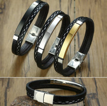 Load image into Gallery viewer, Men Multi Layer Leather Bracelets Stainless Steel Casual Look