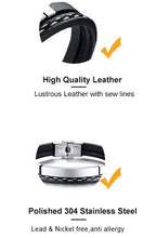 Load image into Gallery viewer, Men Multi Layer Leather Bracelets Stainless Steel Casual Look