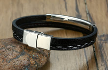 Load image into Gallery viewer, Men Multi Layer Leather Bracelets Stainless Steel Casual Look