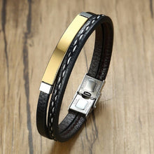 Load image into Gallery viewer, Men Multi Layer Leather Bracelets Stainless Steel Casual Look