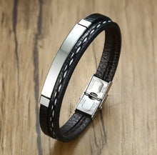 Load image into Gallery viewer, Men Multi Layer Leather Bracelets Stainless Steel Casual Look