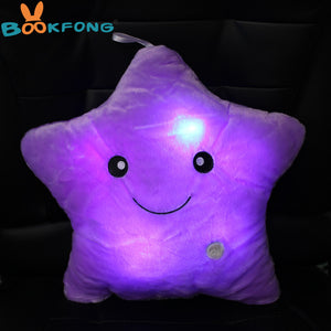 Colorful Star Shape Toys Glowing LED Luminous Light Pillow Soft Relax Gift