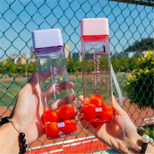 Load image into Gallery viewer, Square Frosted Plastic Water Bottle Portable Transparent Fruit Juice Leak-proof Bottle